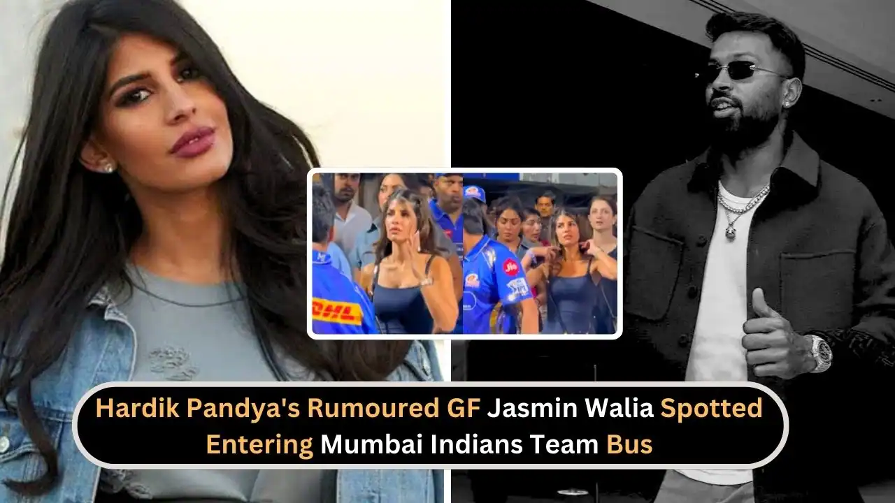 hardik pandya's rumoured girlfriend jasmin walia was spotted in the mi team bus match between mumbai indians and kolkata knight riders