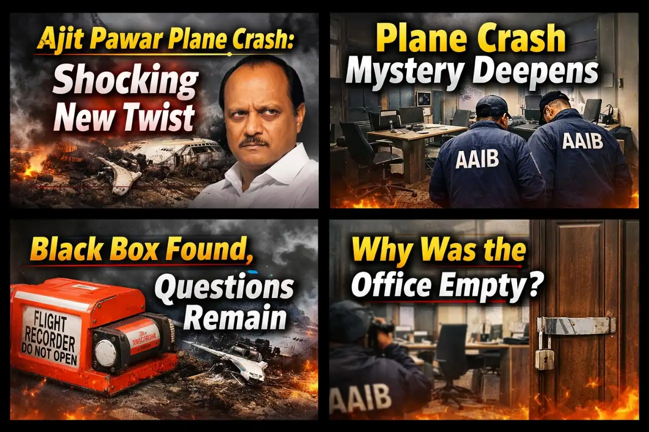 Ajit Pawar plane crash as AAIB investigators find VSR Aviation’s office empty, recover the black box, and seize key documents.